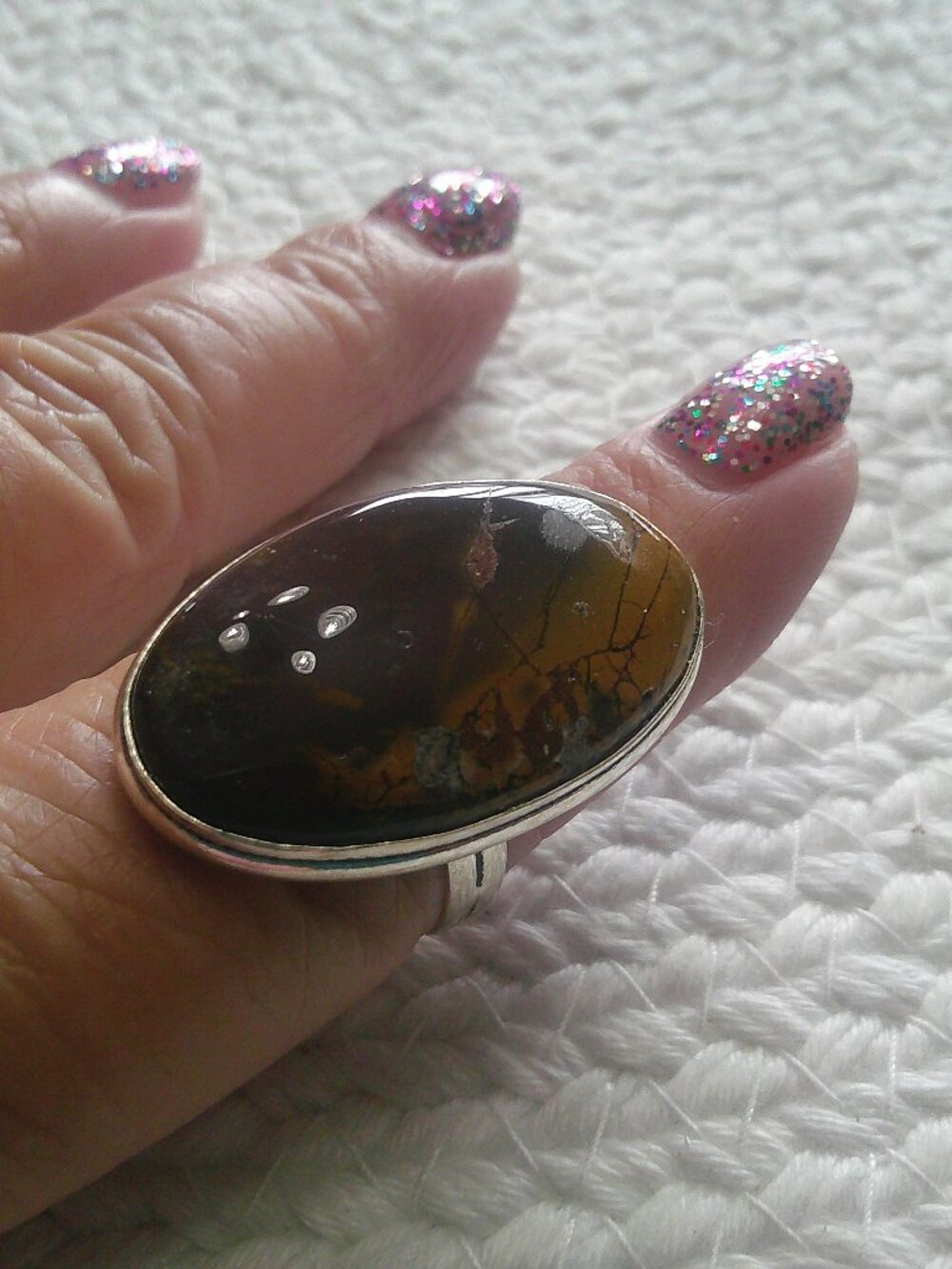 Natural MOOKAITE Handmade Sterling 925 Ring Size 9.25 #332F